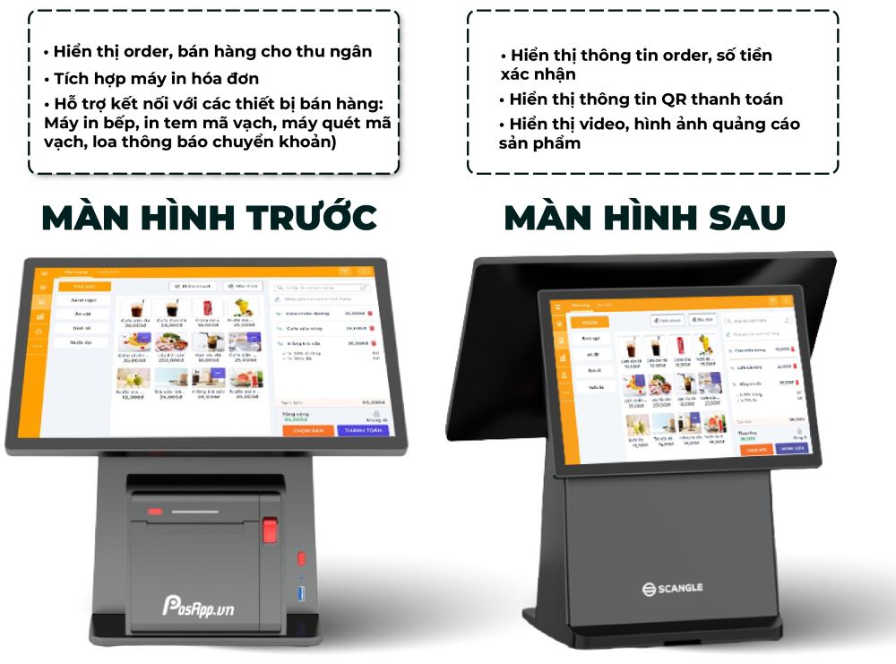 máy tính tiền 2 màn hình