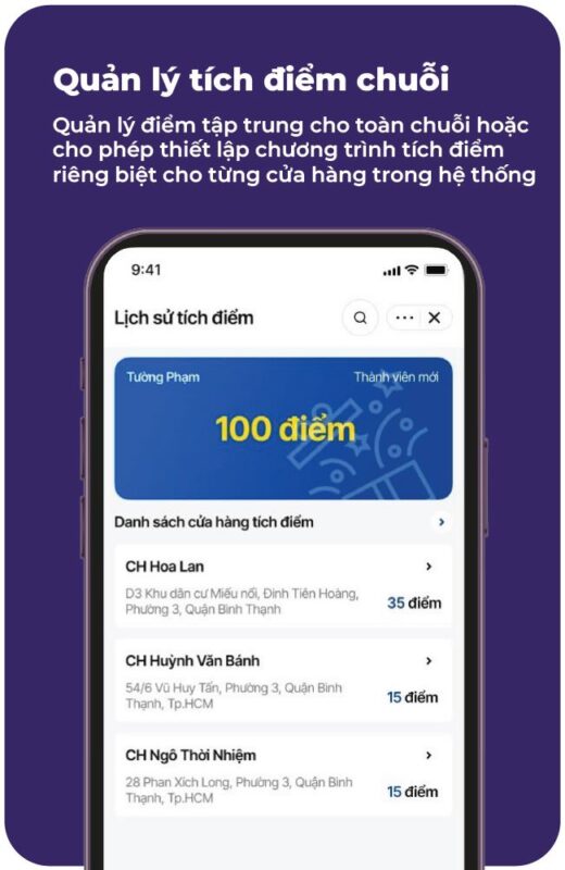 quản lý tích điểm chuỗi
